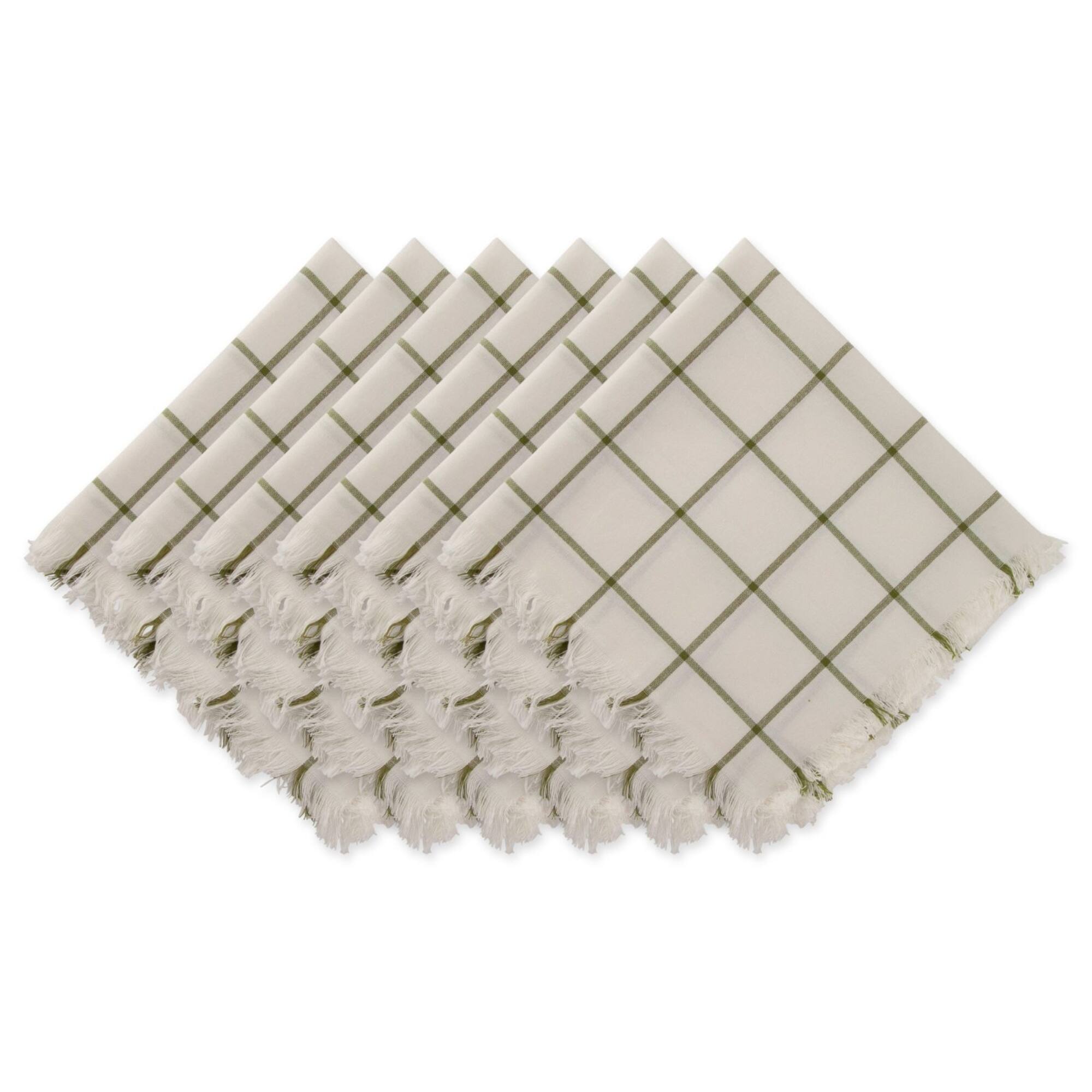 DII® Ventana Green Check Fringed Cloth Dinner Napkins, 6ct.